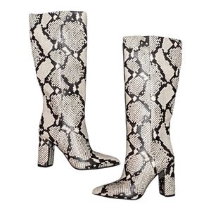 I.N.C International Concepts Paiton Natural Snake Block Heeled Boots Sz 6 NWOB